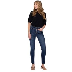 Calvin Klein Jeans Womens 28 High Rise Button Fly Skinny Jeans Dark Wash Raw Hem